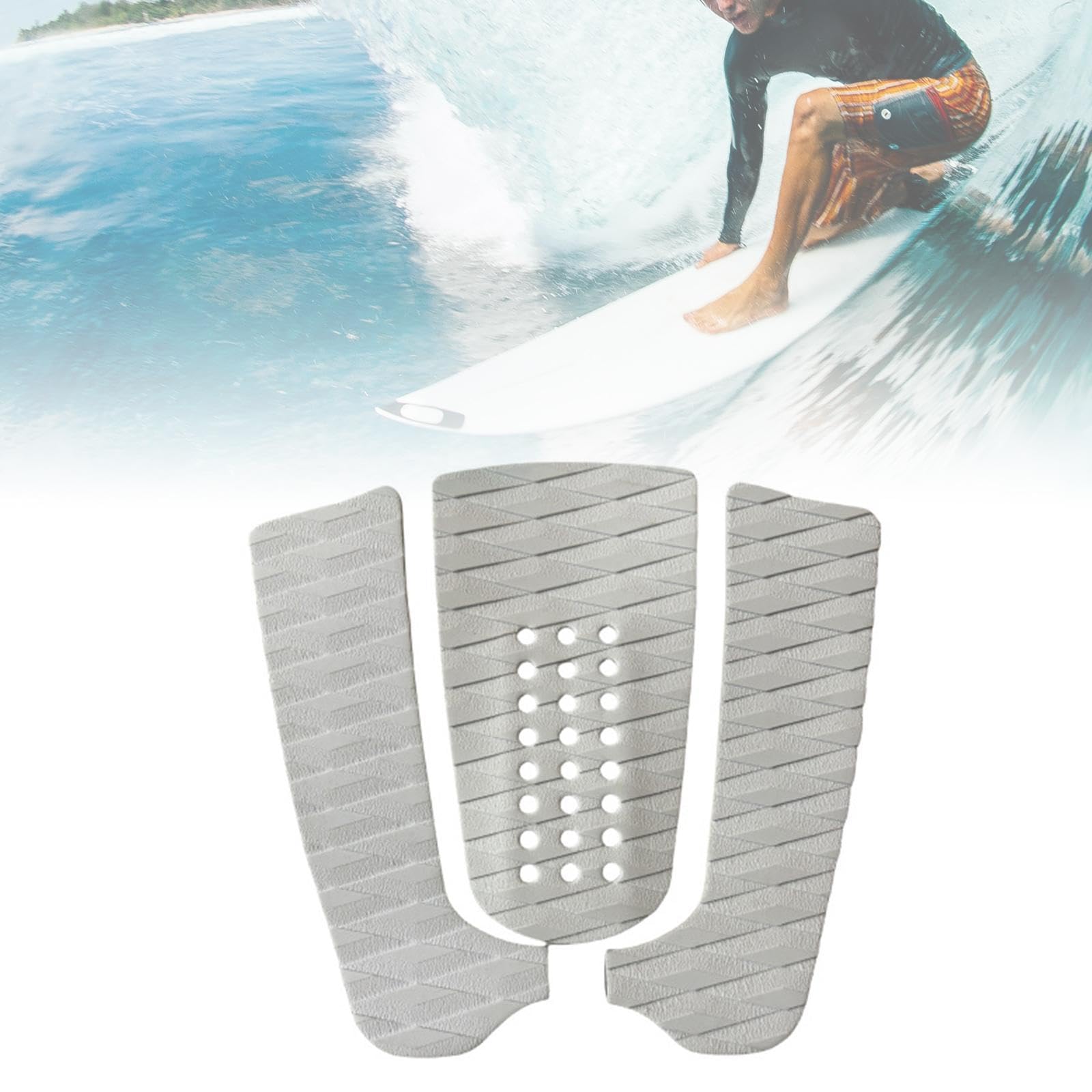 Gralara 3 Teile Surfbrett Fußpad, rutschfeste Deckmatte für Wassersport