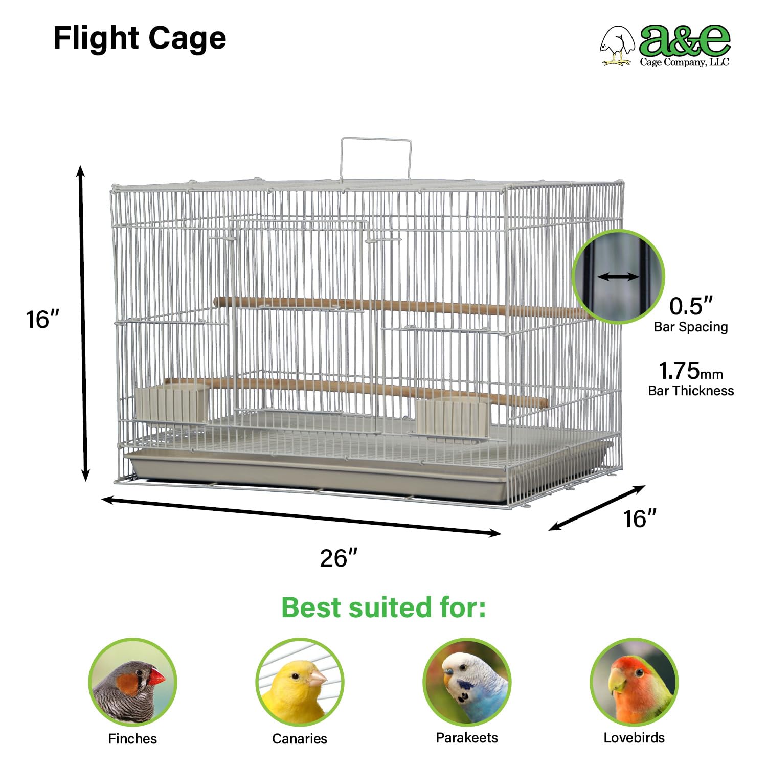 A&E Cage Co. Flight Bird Cage for Finches & Parakeets -2 A&E Cage Co. Flight Bird Cage for Finches & Parakeets -2
