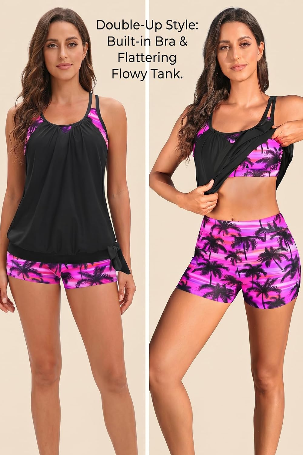 Daci Tankini Swimsuits for Women - 2 Piece Bathing Suit Tummy Control Swimming Suits with Shorts 2025 Swimwear