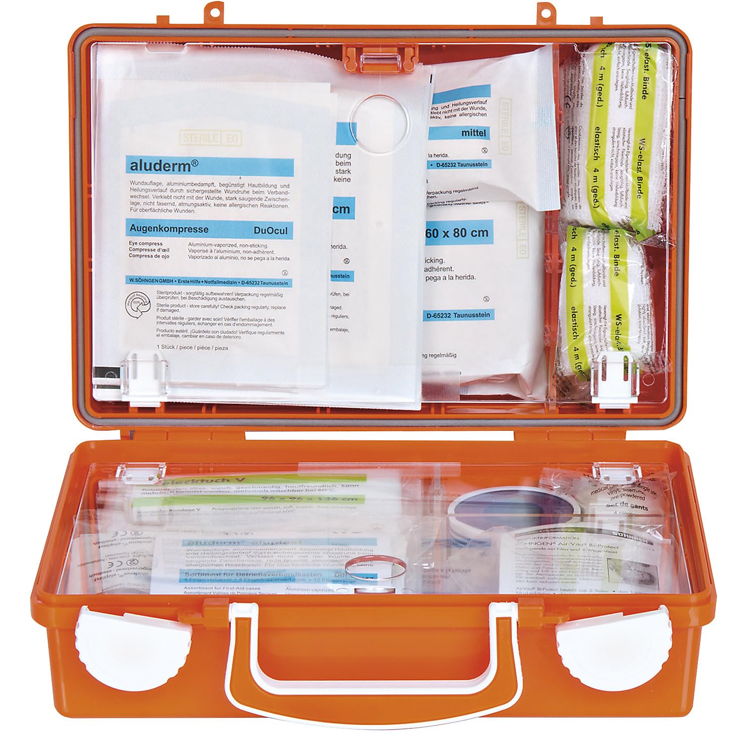 Söhngen 0301125 Kit Primeros Auxilios (maletín quick-cd DIN 13157 Naranja | H x A x P 170 x 260 x 110 mm,
