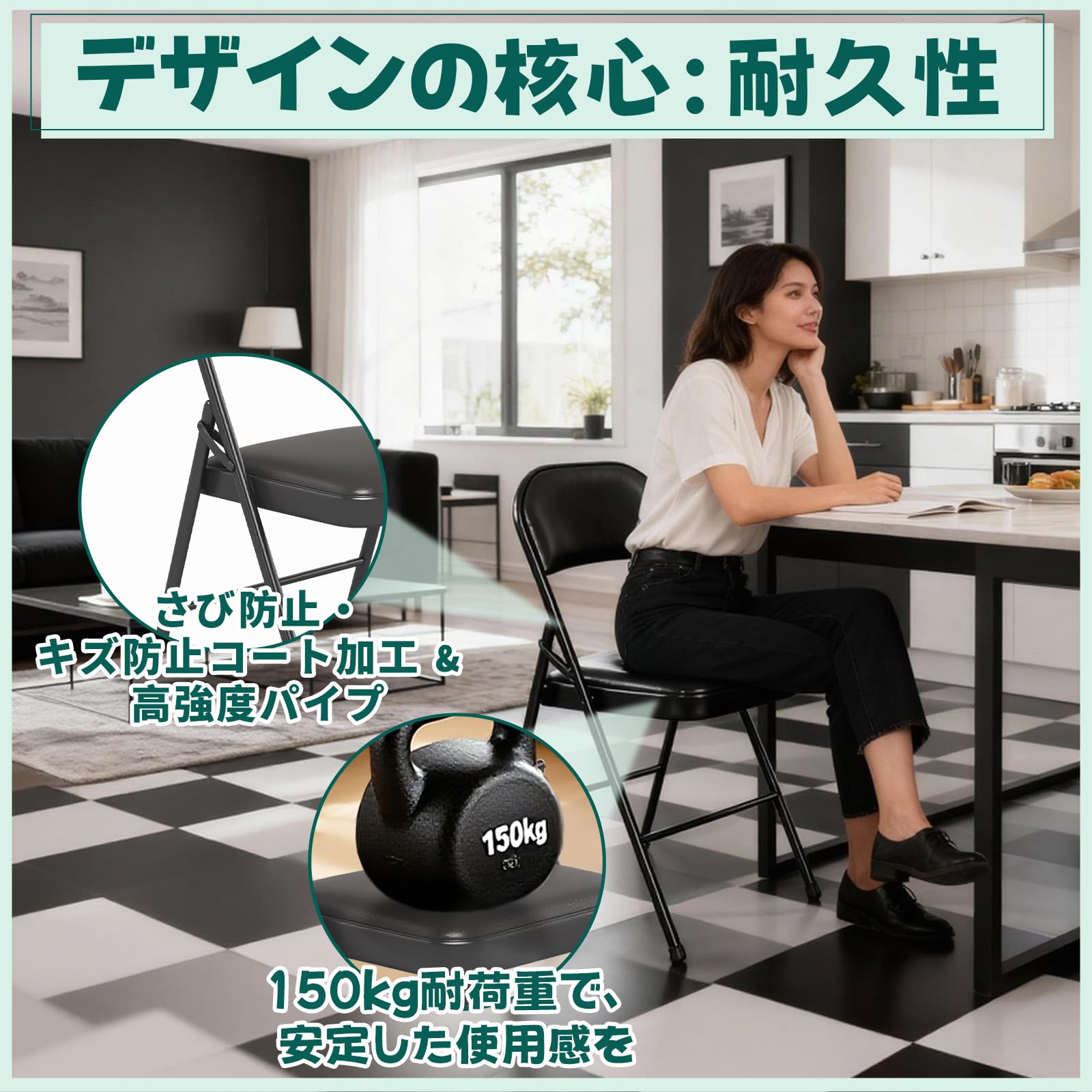 Amazon｜DORIPU折りたたみ椅子 パイプ椅子 リビングチェア 背もたれ 省 