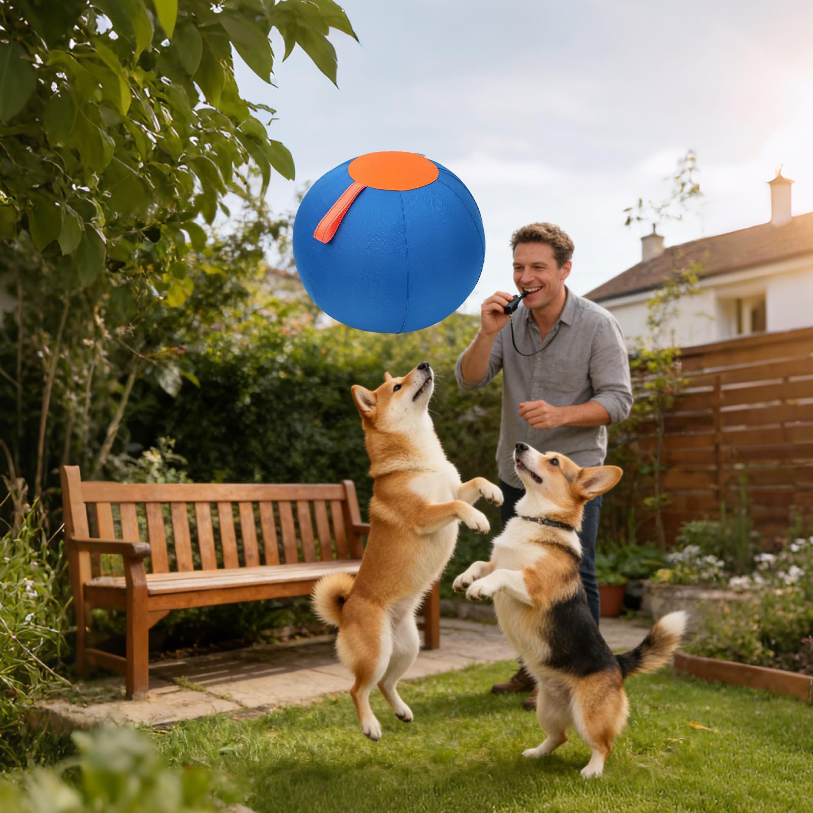 Pelota de Pastoreo para Perros Grandes Mordedor Inflable para Cachorros | Juguete Interactivo para Perros para Jardín, Terraza, Parque, Apartamento, Hogar, Oficina, Refugios y