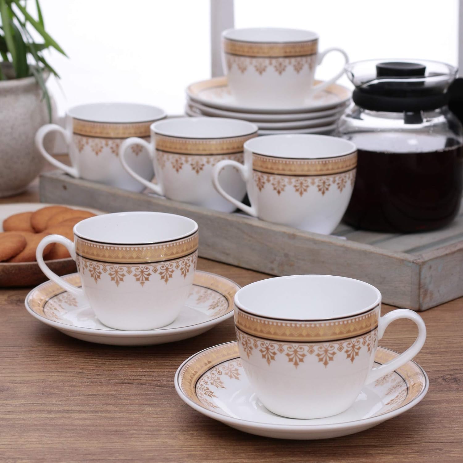 Buy Clay Craft Cup and Suacer Set of 12 (6 Cups and 6 Saucers) Elegant