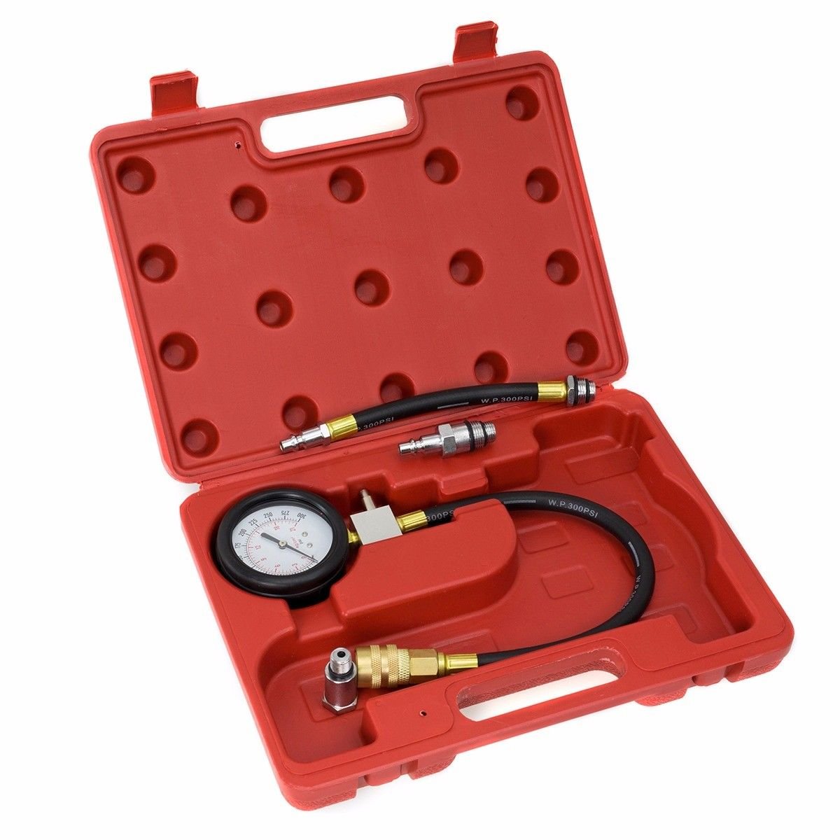 Flex Hose Drive Gas Engine Compression Tester Gauge Kit Automotive Tools