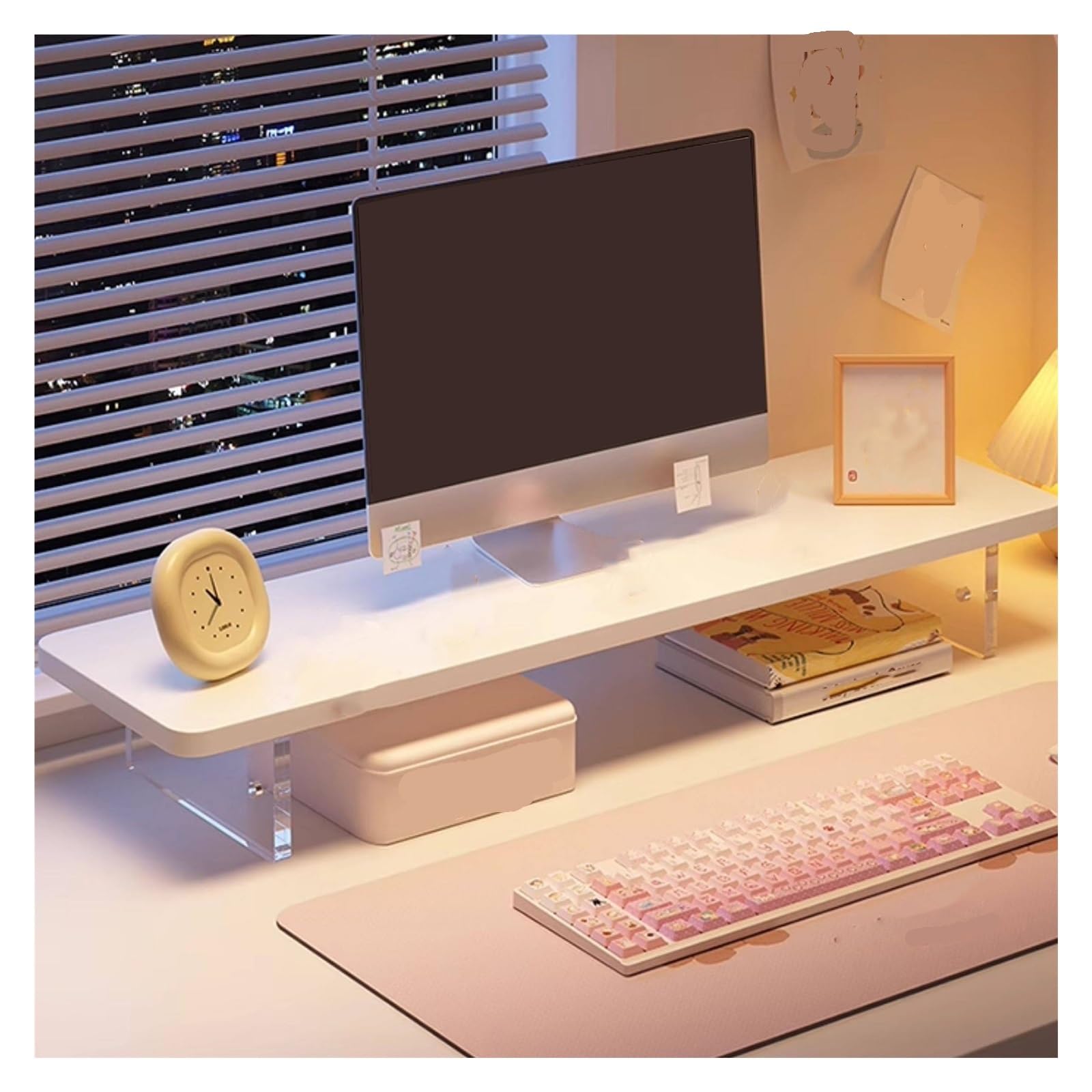 Supporto per Monitor in Legno con Cassetto, Rialzo per Monitor da Scrivania e Supporto per Computer Portatile – Organizer da Scrivania Multifunzione per PC, Stampante e Notebook(Natural,70cm/27.5in)