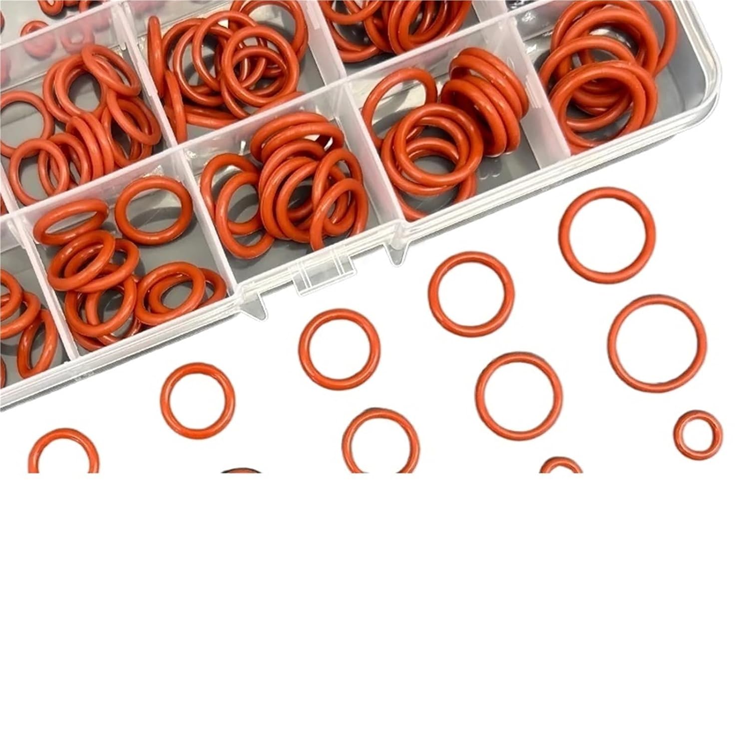 Versatile Silicone O-Ring Set 225PCS Heat-Resistant Seal Ring Repair Kit Water Repellent Oil Resistant Gasket(Red 225Pcs)