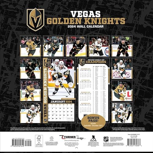 Miniatura 2 de Turner Sports Vegas Golden Knights 2024 - Mini calendario de pared (24998040623)