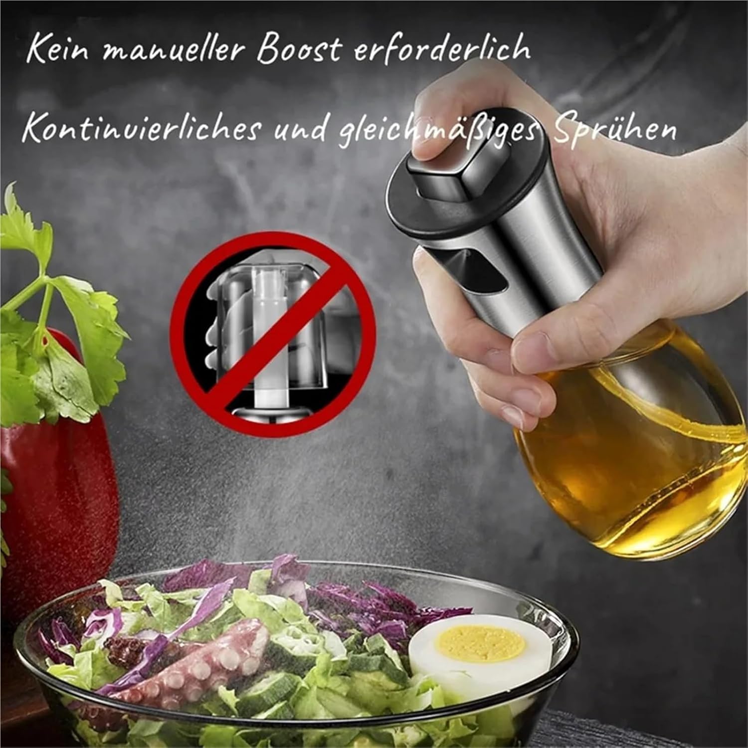 Oil Spray Bottle, Oil Spray Pot Sprayer For Cooking Bottle Barbecue Multi-Function Air Fryer Glass High-Pressure Baking,for Salad Making, Baking