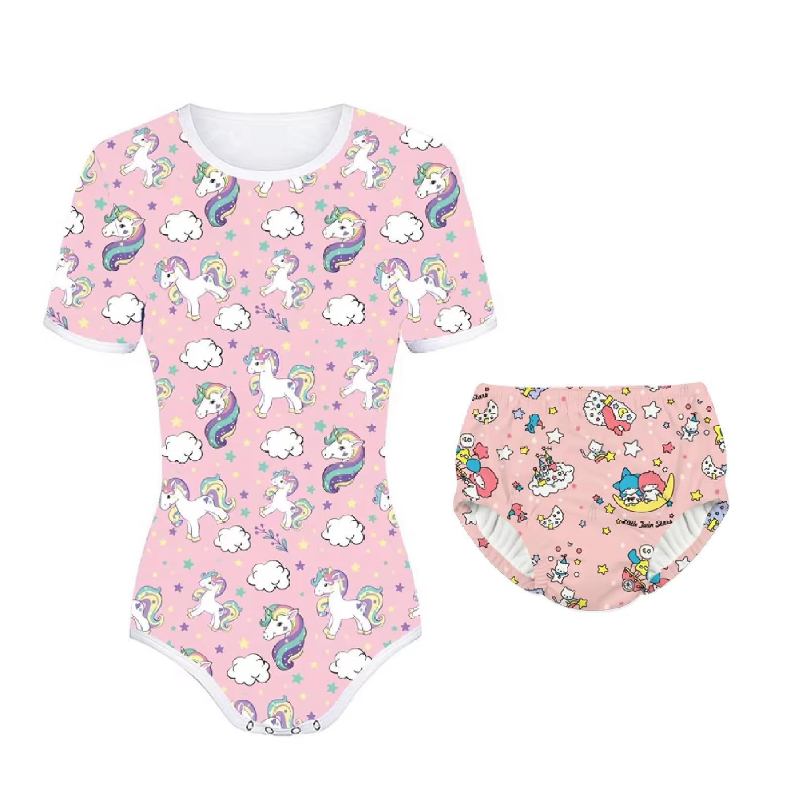 Training Diaper and Sleep Set, Pajama Combo Pack (US, Alpha, XX-Large, Pink)