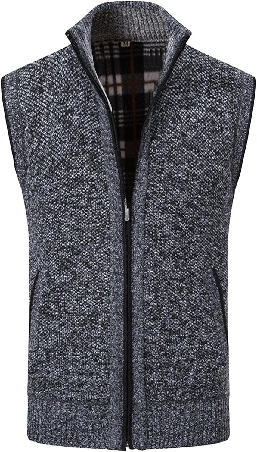 DGHM-JLMY Men's Soft Cozy Softshell Vest Full Zip Slim Fit Warm Waistcoat Hiking Outdoor Golf Sleeveless Jacket