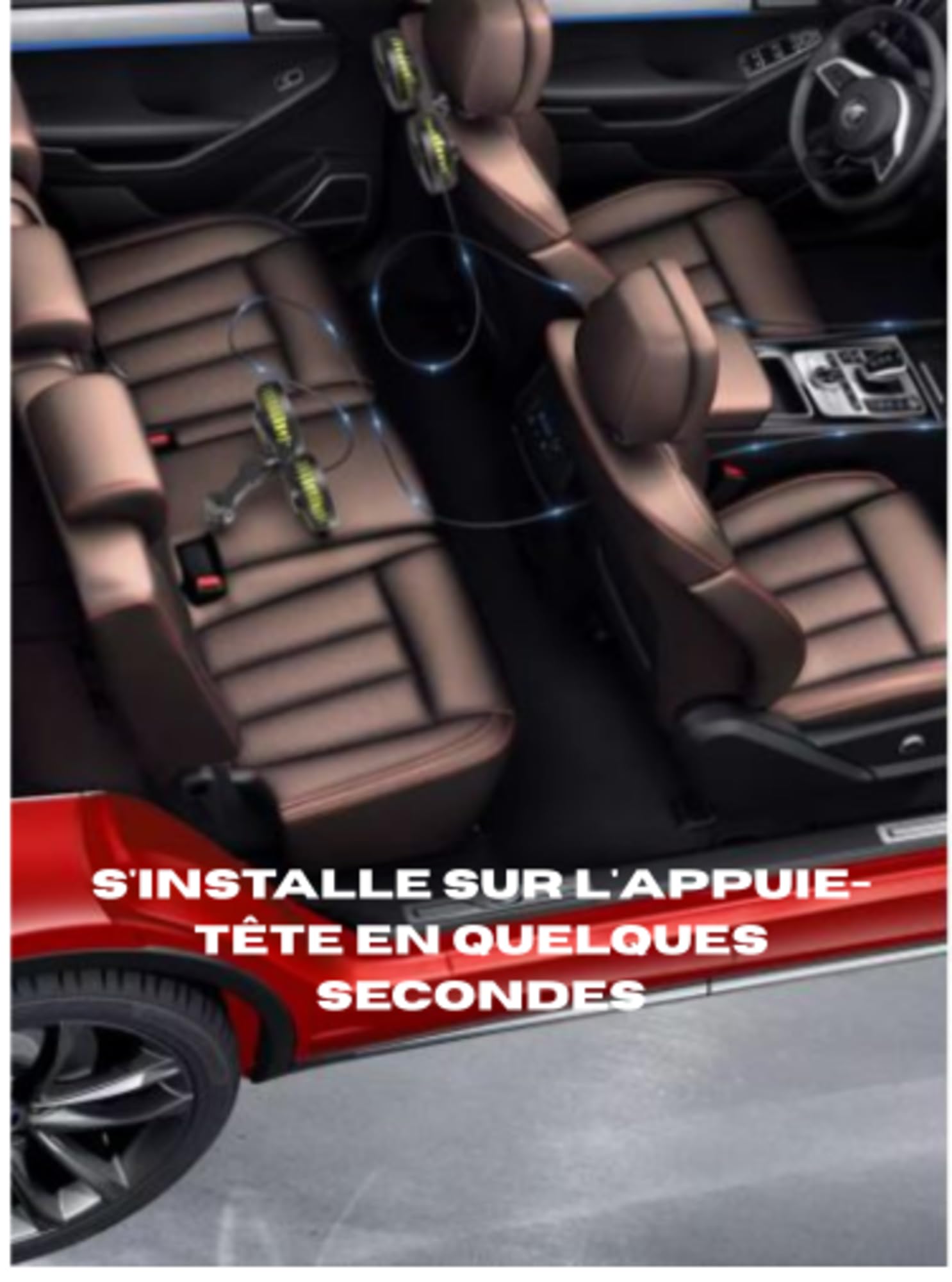 PAWLUN Ventilateur de Voiture Double Tête pour Siège Arrière, 3 Modes de Puissance Réglables, 360° Pivotant, Refroidissement pour Enfants, Chiens, Berline, SUV