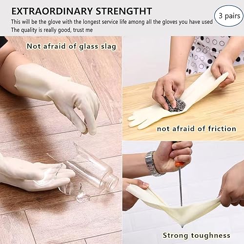 Miniatura 2 de Guantes de limpieza, guantes para platos, guantes para lavar platos, resistentes, duraderos, antideslizantes, larga vida útil, 3 pares