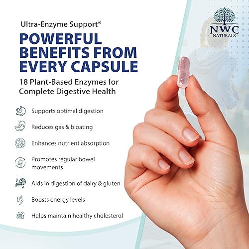 Miniatura 3 de NWC Naturals Soporte ultra enzimático, suplemento digestivo natural, promueve una salud y digestión óptimas, 200 cápsulas