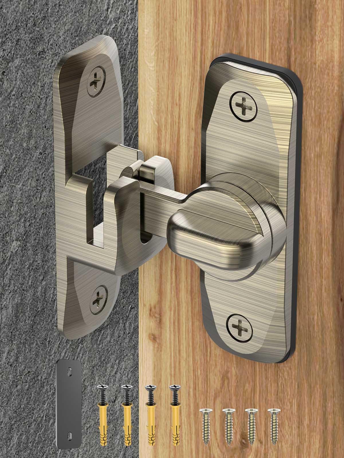 MeBantoo 90/180 Degree Flip Barn Door Lock, Protect Privacy - Security Sliding Door Latch, Small Gate Latches Hardware for Barn, Garden, Bathroom,