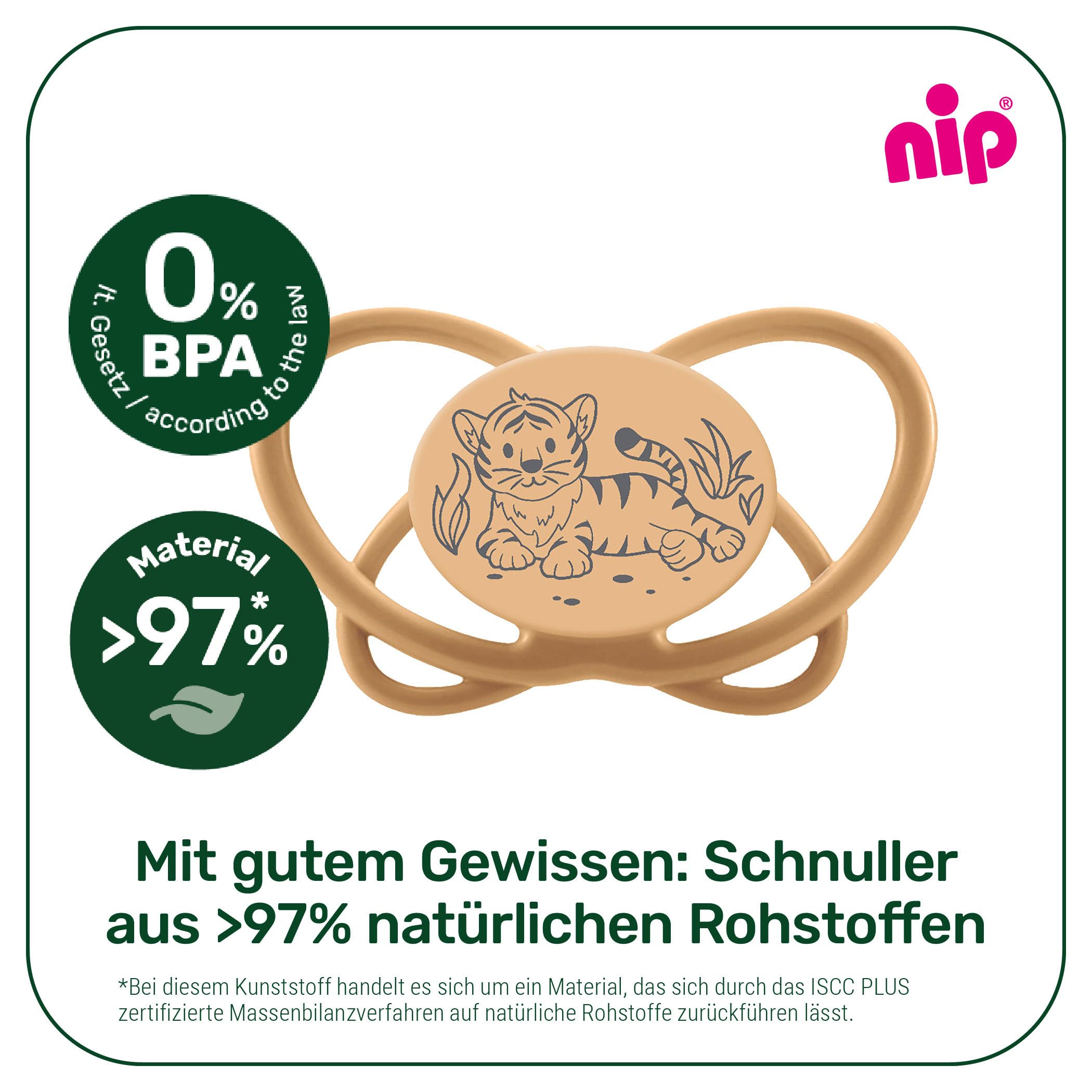 nip - Butterfly | 5-18 miesięcy | 2 sztuki | przyjazny dla żuchwy, przyjazny dla żuchwy, smoczek z pudełkiem na smoczek, zrównoważony smoczek z miękkim silikonowym przyssawką, brązowy/szary