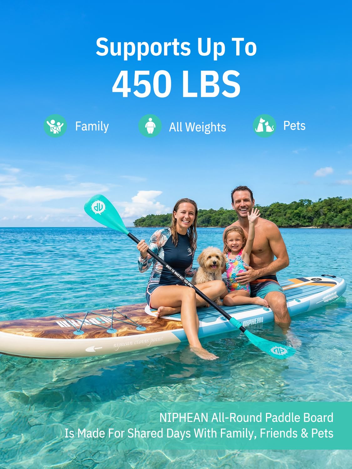 Niphean Aufblasbares Stand-Up-Paddle-Board mit ausgewogenem Flügel-Design und SUP-Zubehör, rutschfestes EVA-Deck, 3 m aufblasbares Paddelbrett für Erwachsene und Jugendliche aller Schwierigkeitsstufen