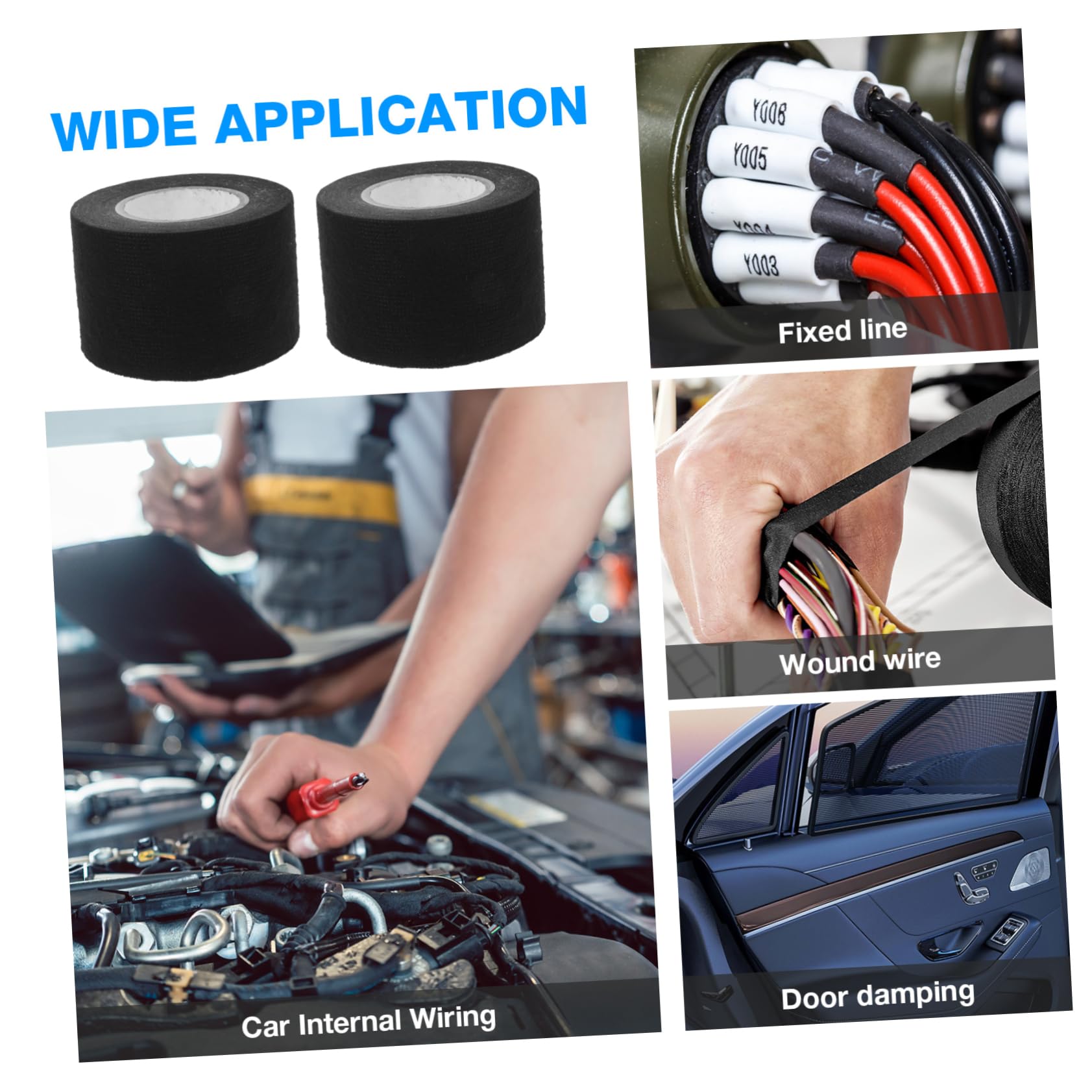 MAGICLULU 5 Sätze Abdeckband Kinesiologisches Tape Isolierband Schwarz Klebeband Doppelt Drahtklammern Kleben Led-lichtleiste Auto Sicherungsdraht Relais Nebel Flanell Black 2 Rollen * 5