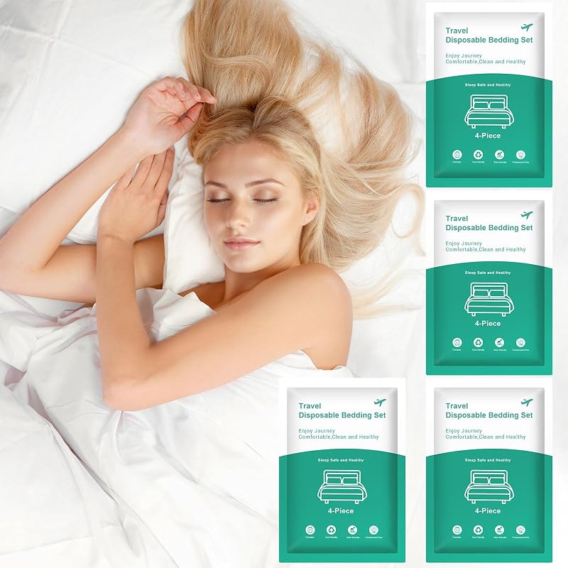 BREENHILL Conjunto descartável de roupa de cama para viagem, tamanho Queen, pacote com 4