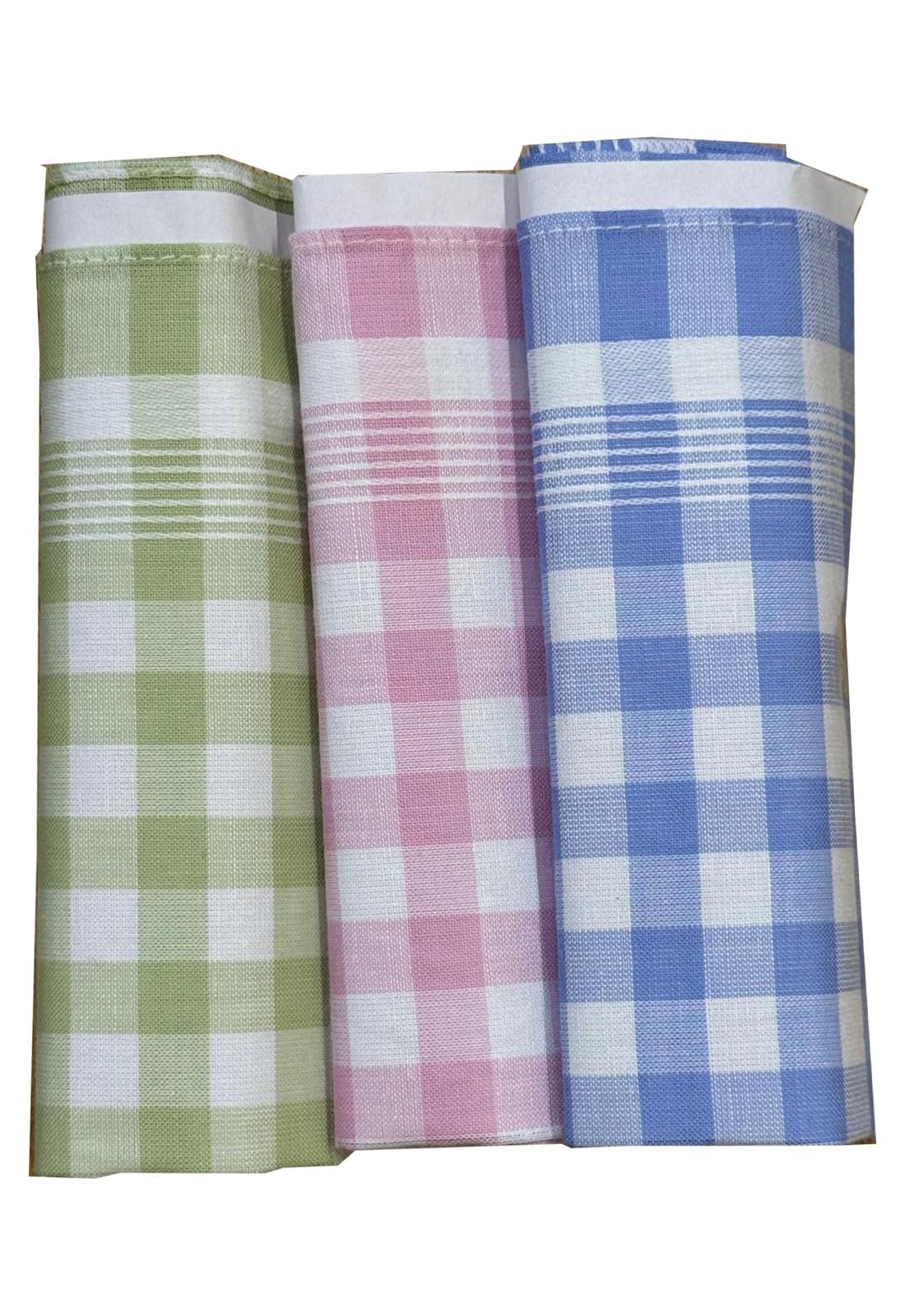 Indigo Soul Women's Checked Handkerchiefs Assorted Soft Cotton Hankies Set Stripe Handkerchiefs Celebration, Weddings, Prom, Party Hankie Pack Of 3 (Checked)