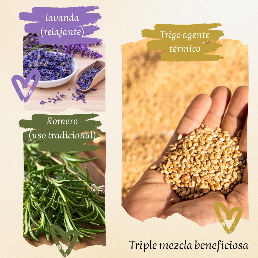 Saco térmico de semillas 40×28 cm tipo manta para microondas o congelador – Calor y frío – Lavanda y romero – SACOTERAPIA