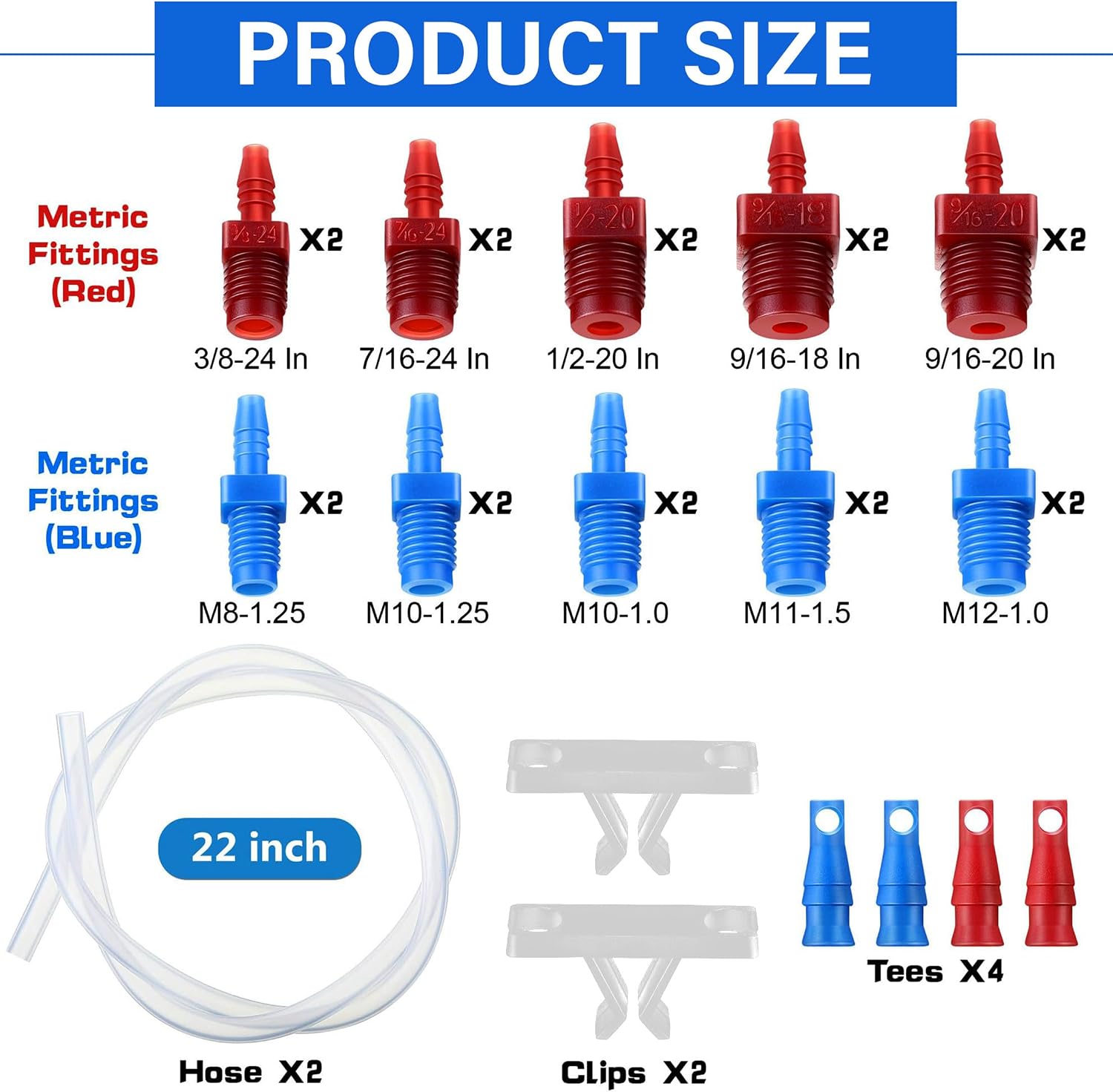 14151 Master Cylinder Bleeder Kit, Brake Bleeder Kit, 22 Hose, Clip, SAE, Metric Fittings, Universal Bench Bleeding Kit for Master Cylinder