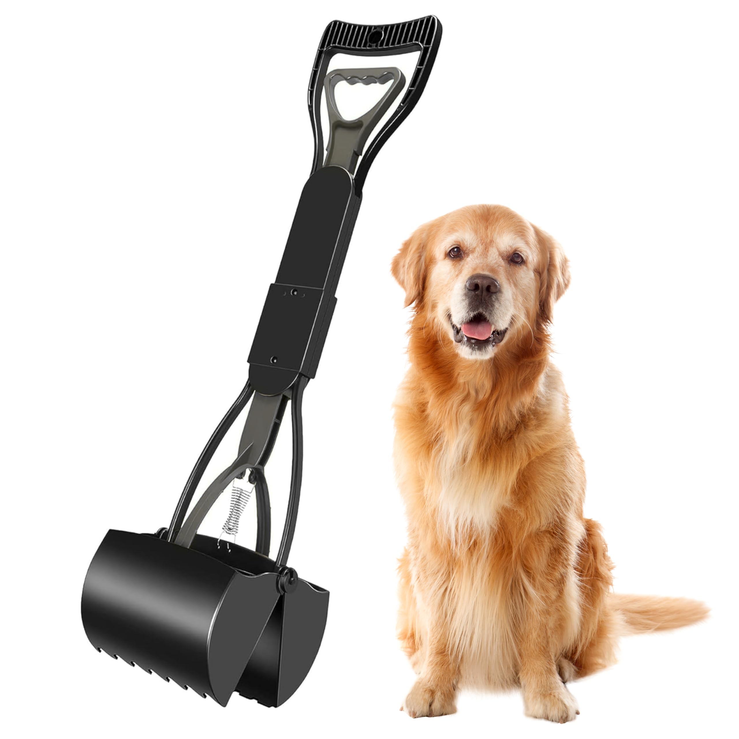 ALAYSTAR Premium 60cm Long Handle Dog Pooper Scooper Durable, Ergonomic Pet Waste Picker Tool for Dogs & Cats Portable, Design Ideal for Outdoor & Indoor Use, Litter Dirt Remove (GREY)