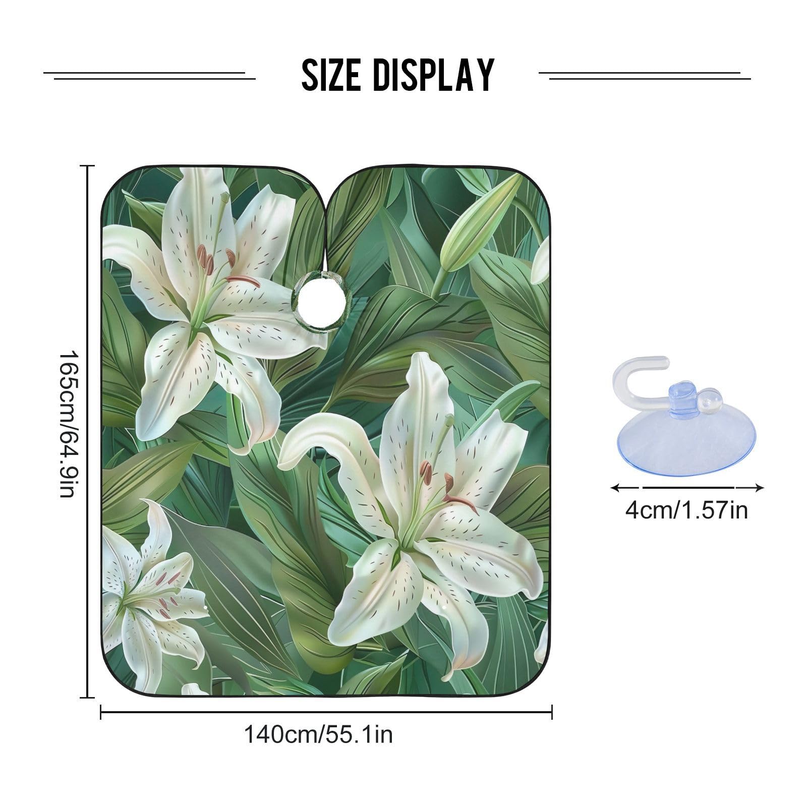 WELLDAY Hair Cutting Cape for Men, White Lilies Barber Cape Adjustable Neck Size Professional Salon Cape