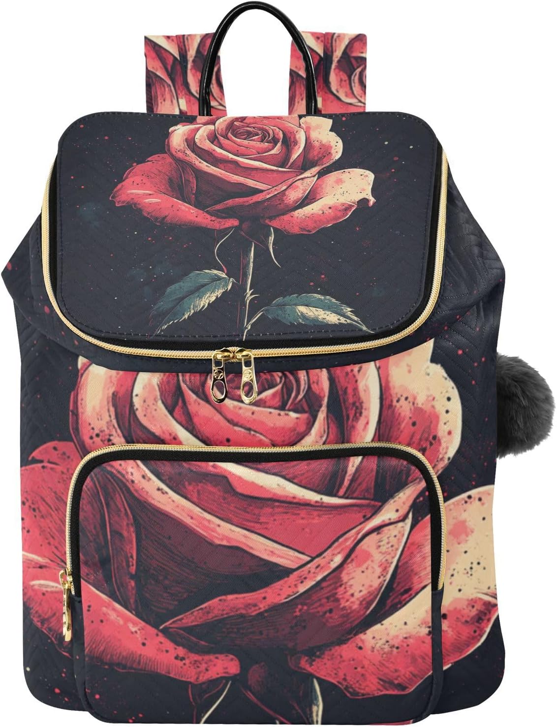 ALAZA Vintage Rose Women's Backpack Purse Ladies Casual Quilted Daypack Shoulder Bag for Travel Work College,15L