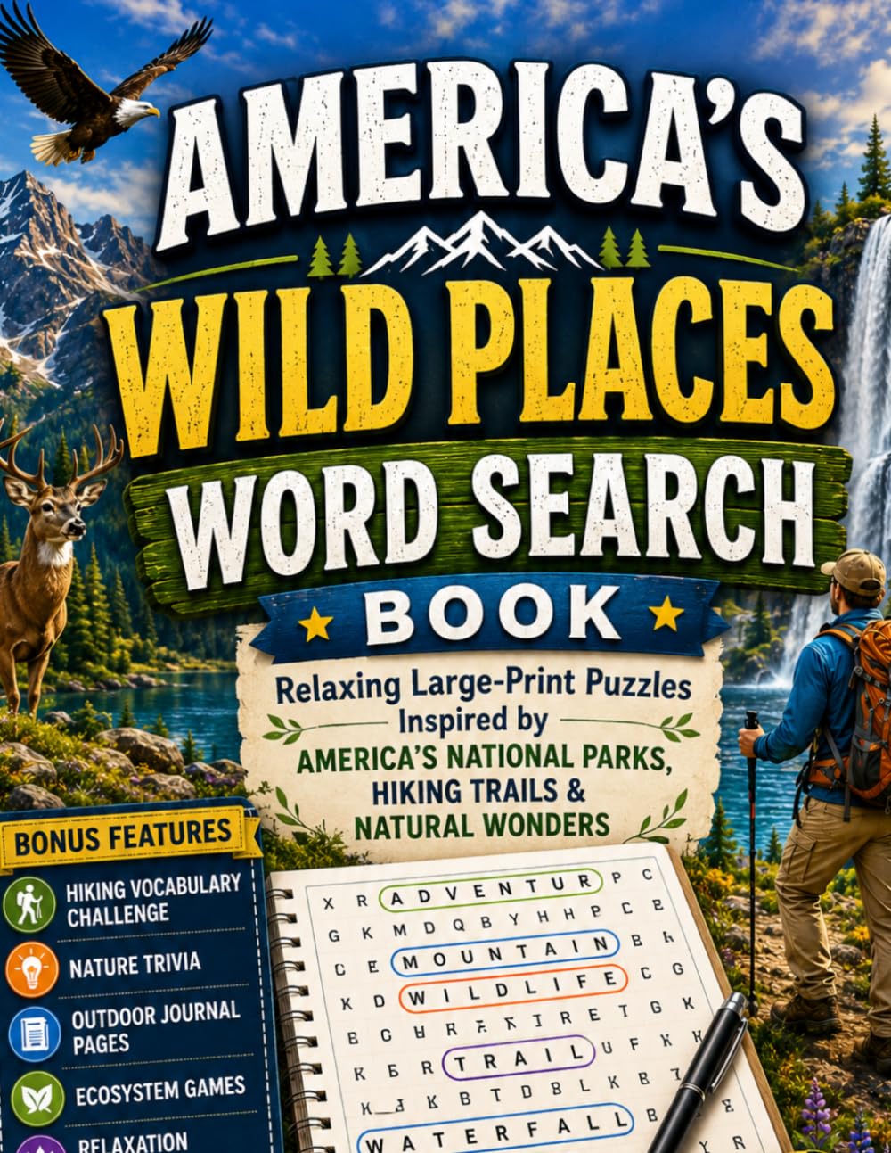 America’s Wild Places Word Search Book: Relaxing Large-Print Puzzles Inspired by U.S. National Parks, Hiking Trails & Natural Wonders