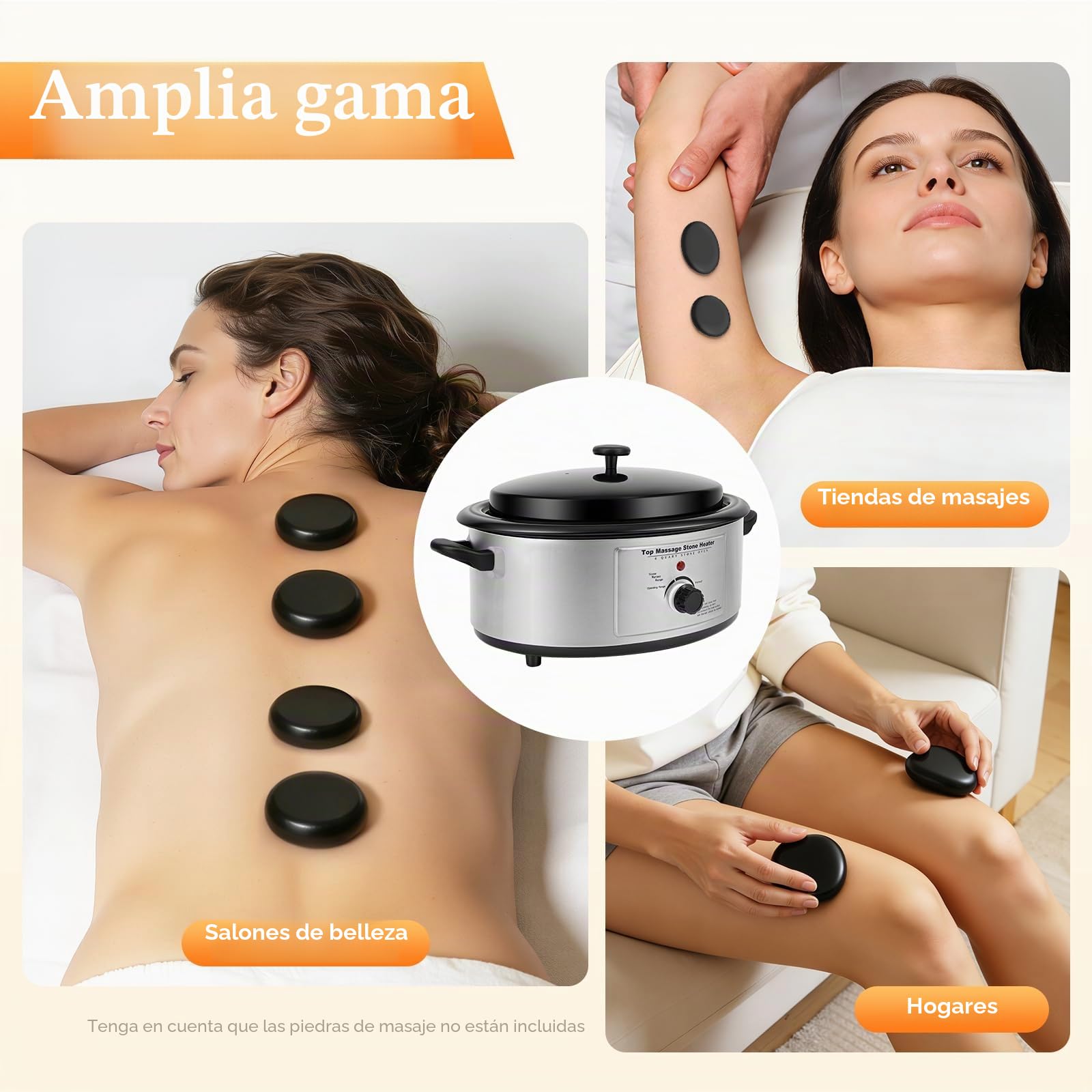 Hot Stone - Calentador de piedras calientes, 6 L, con paleta, 750 W, control de temperatura, para salones de belleza, salones de masaje, casa