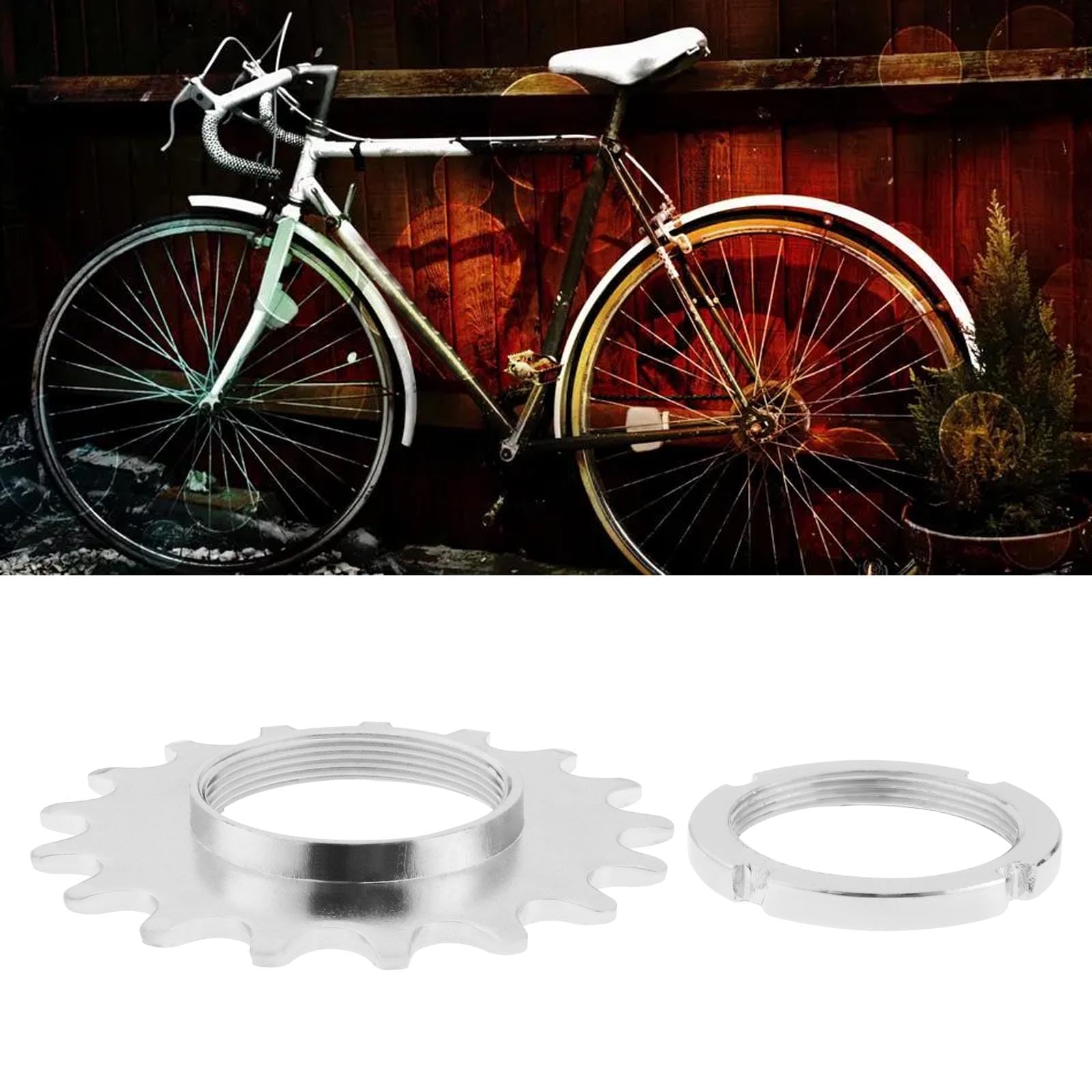 ECSiNG Bike Sprocket Fixed Single Speed Cog Thread Ribg High Strength Steel Bicycle Flywheel Sprockets Parts for Fixed Gear Bike 17T with Lock Ring - Image 3