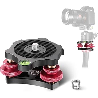 NEEWER Tripod Head Levelling Base Camera Leveler 3 Axis Head LP64 | Aviation aluminium alloy, 3/8 inch thread, precise angle 