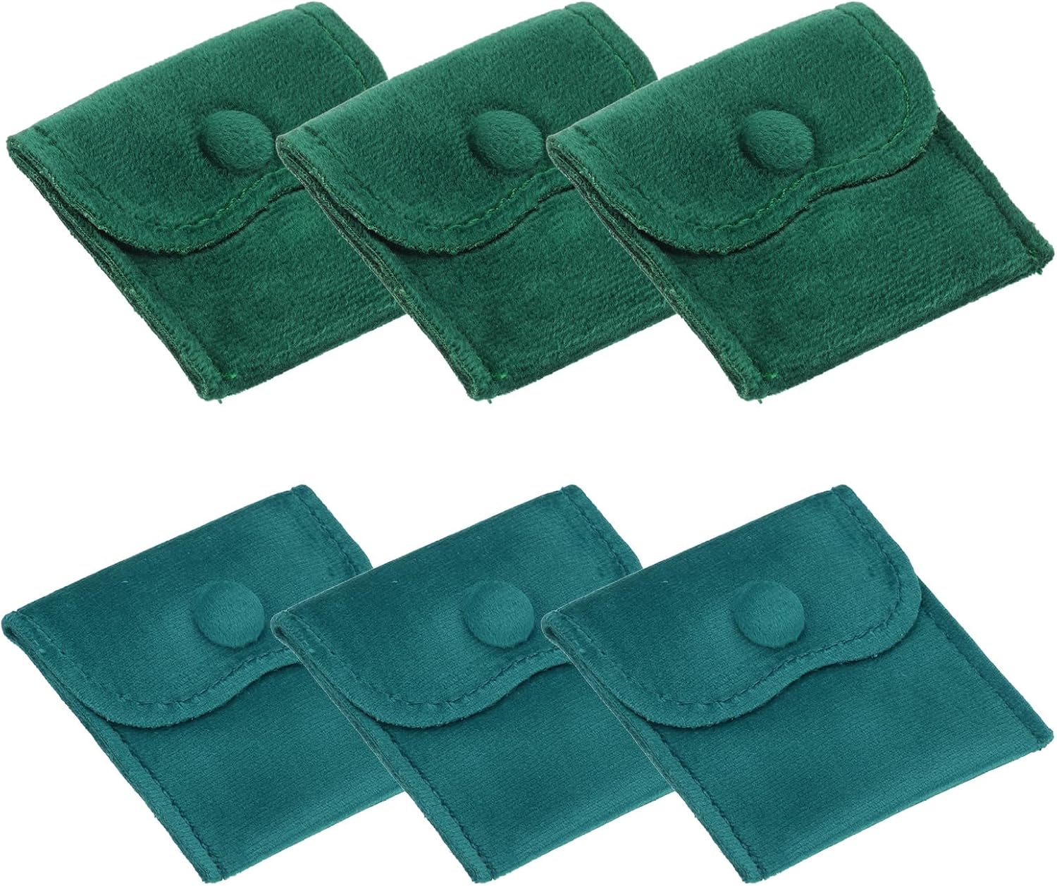 PATIKIL Velvet Jewelry Pouches, 6 Pcs Jewelry Packaging Gift Bags with Snap Button for Bracelet Rings Watch Necklace, (3"x3") Dark Green/Green