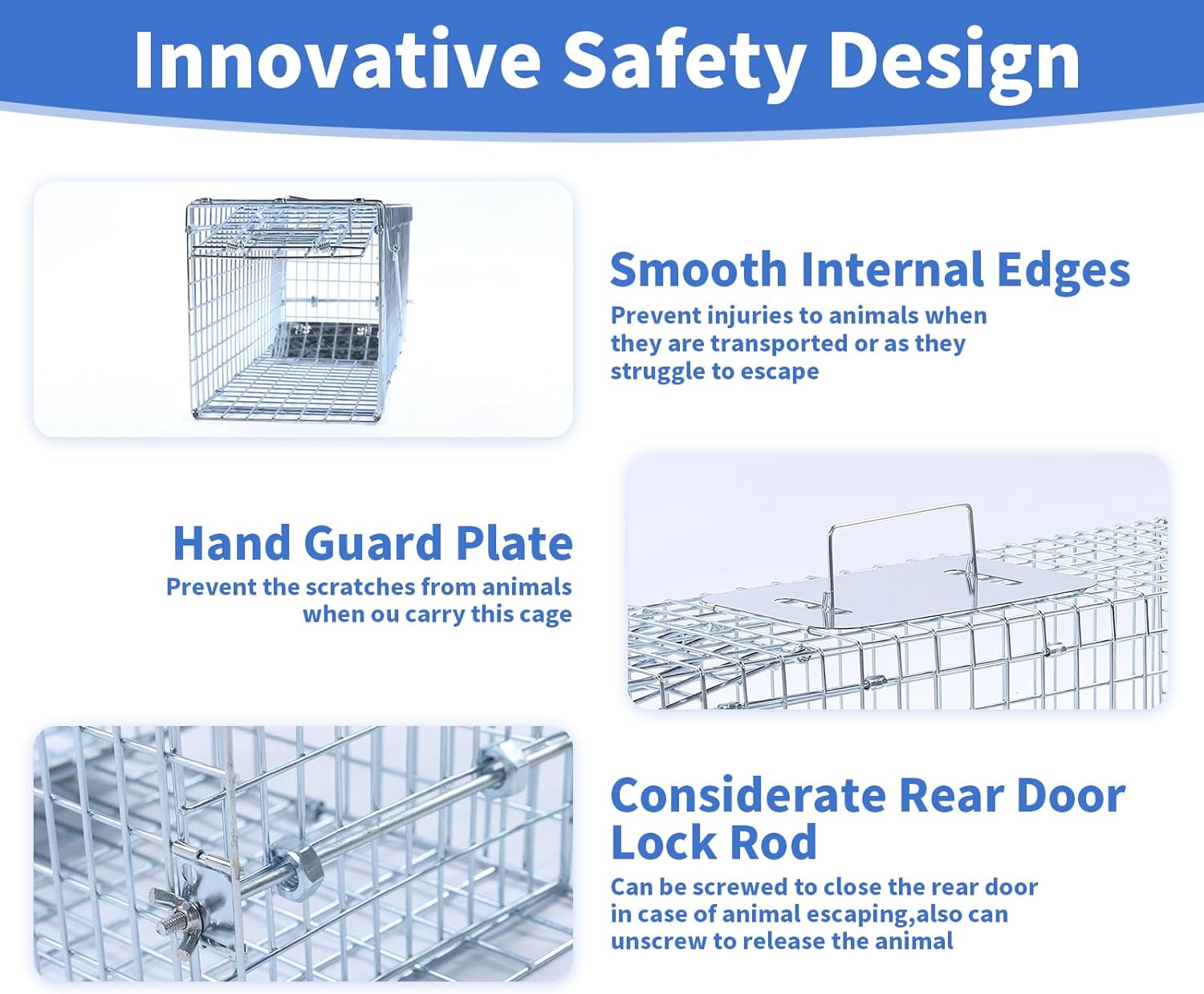 24” Humane Animal Trap Live Animal Trap Cage for Squirrels Small Stray Cats Rabbits Groundhogs Moles Gophers and Chipmunks up to 5.5 lbs Galvanized Rustproof Live Animal Cage Trap