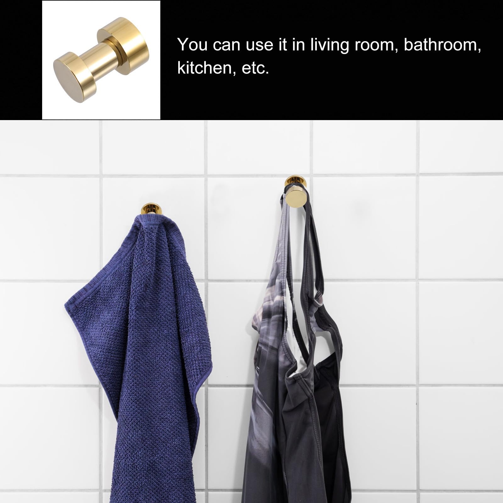 Abaodam Gancho de Pared de Latón Dorado para Baño, Práctico y Resistente, Diseño Simple y Elegante, Paquete de 5 Piezas para Colgar Toallas y Ropa