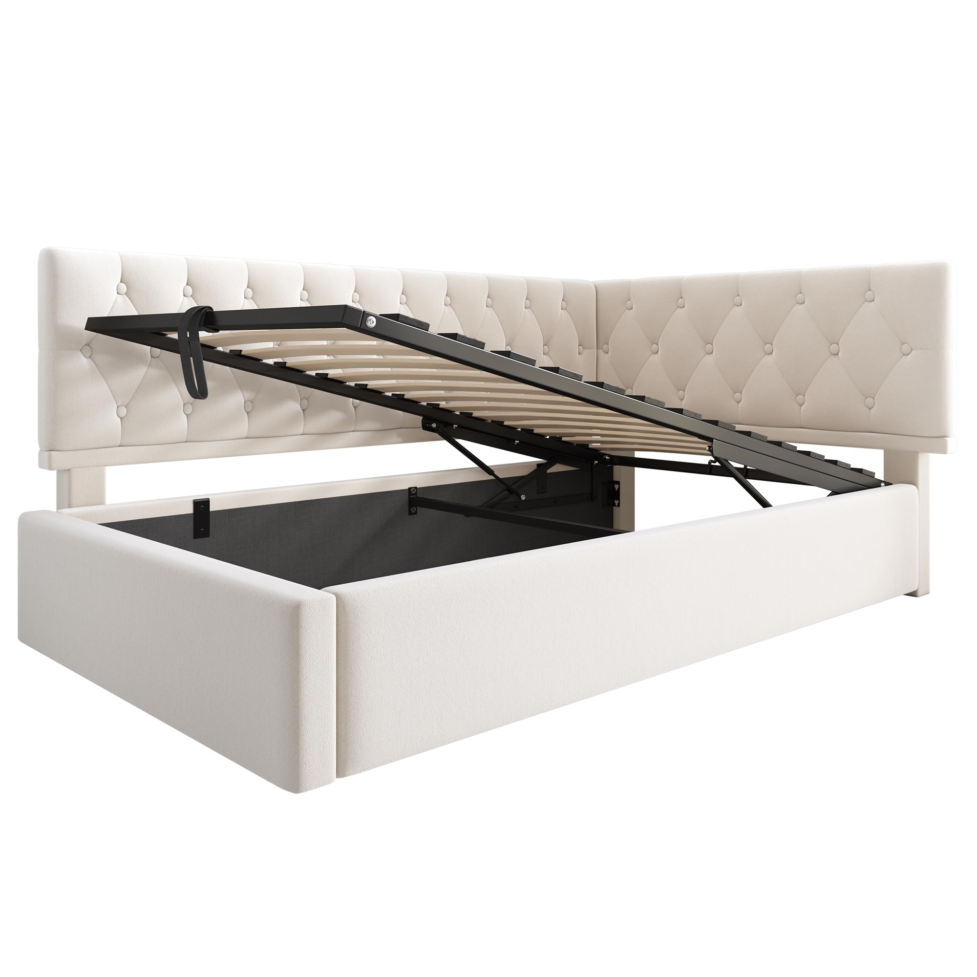 MURUL Cama tapizada, cama de día 90 x 200 cm, sofá cama con almacenamiento hidráulico, cama infantil, cama juvenil, estructura de cama con somier de madera, terciopelo, sin colchón.