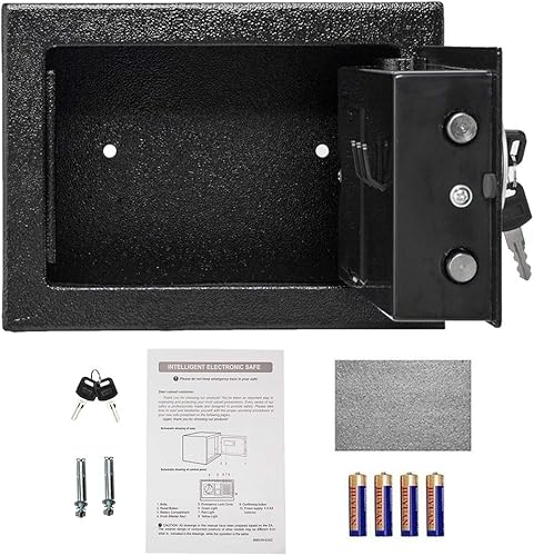 Miniatura 7 de Caja de seguridad electrónica ignífuga e impermeable con teclado digital y llaves, caja de dinero y caja de depósito para pistola de efectivo,