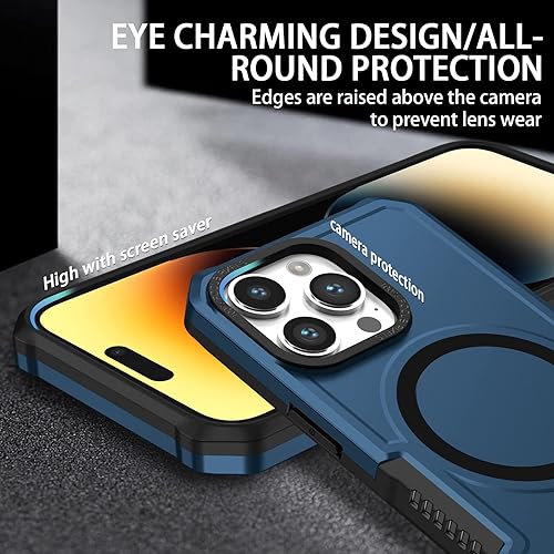 Miniatura 5 de pompvla Funda magnética 5 en 1 diseñada para iPhone 13 Pro Max compatible con MagSafe con 2 protectores de pantalla templados y 2 protectores de