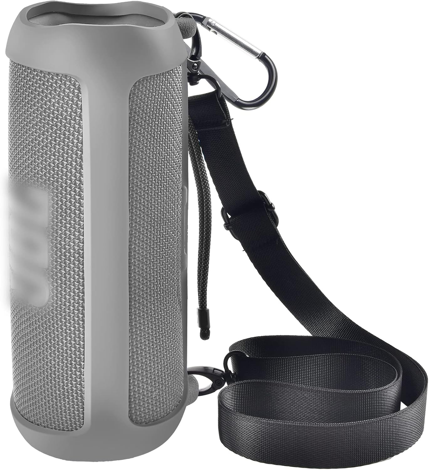 Silicone Case for JBL FLIP 6 Waterproof Portable Bluetooth Speaker, Gel Soft Skin Rubber Cover, Travel Carrying Storage Bag Pouch with Shoulder Strap and Carabiner - Grey