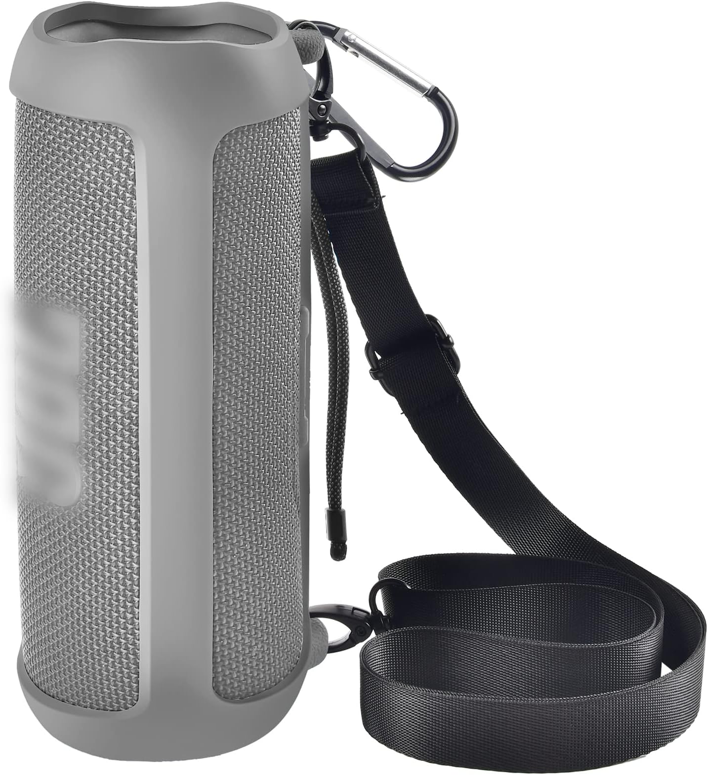 Silicone Case for JBL FLIP 6 Waterproof Portable Bluetooth Speaker, Gel Soft Skin Rubber Cover, Travel Carrying Storage Bag Pouch with Shoulder Strap and Carabiner - Grey