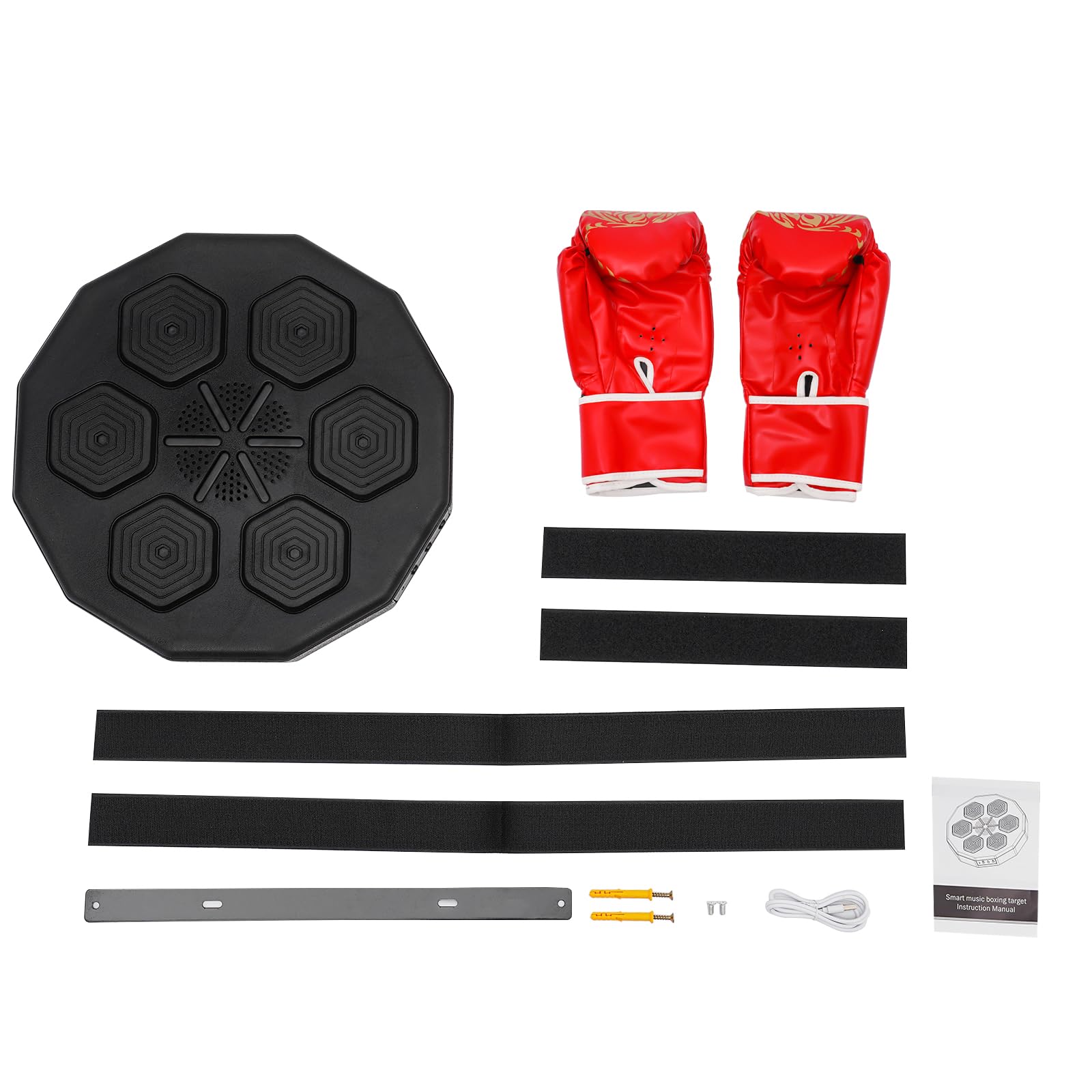 Máquina de boxeo con pantalla LED – Entrenamiento de boxeo montado en la pared con altavoz Bluetooth, alivio del estrés y ejercicio de reacción, incluye guantes y carga USB