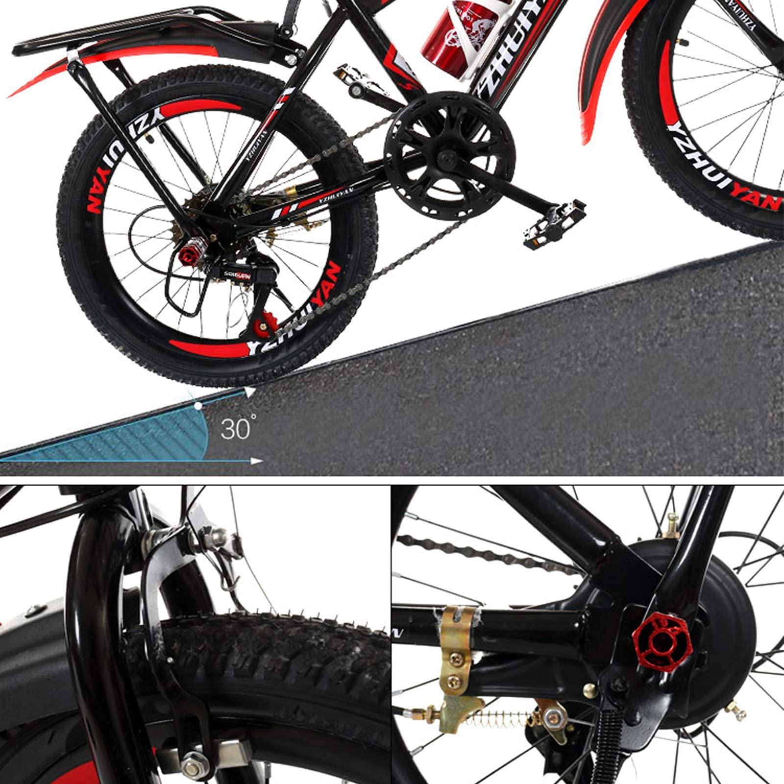 Vélo de montagne pliable 18 pouces (20 pouces/22 pouces) pour garçons et filles, hauteur de siège réglable, convient aux enfants et aux adultes de plus de 10 ans, sports de plein air (bleu 22 pouces)
