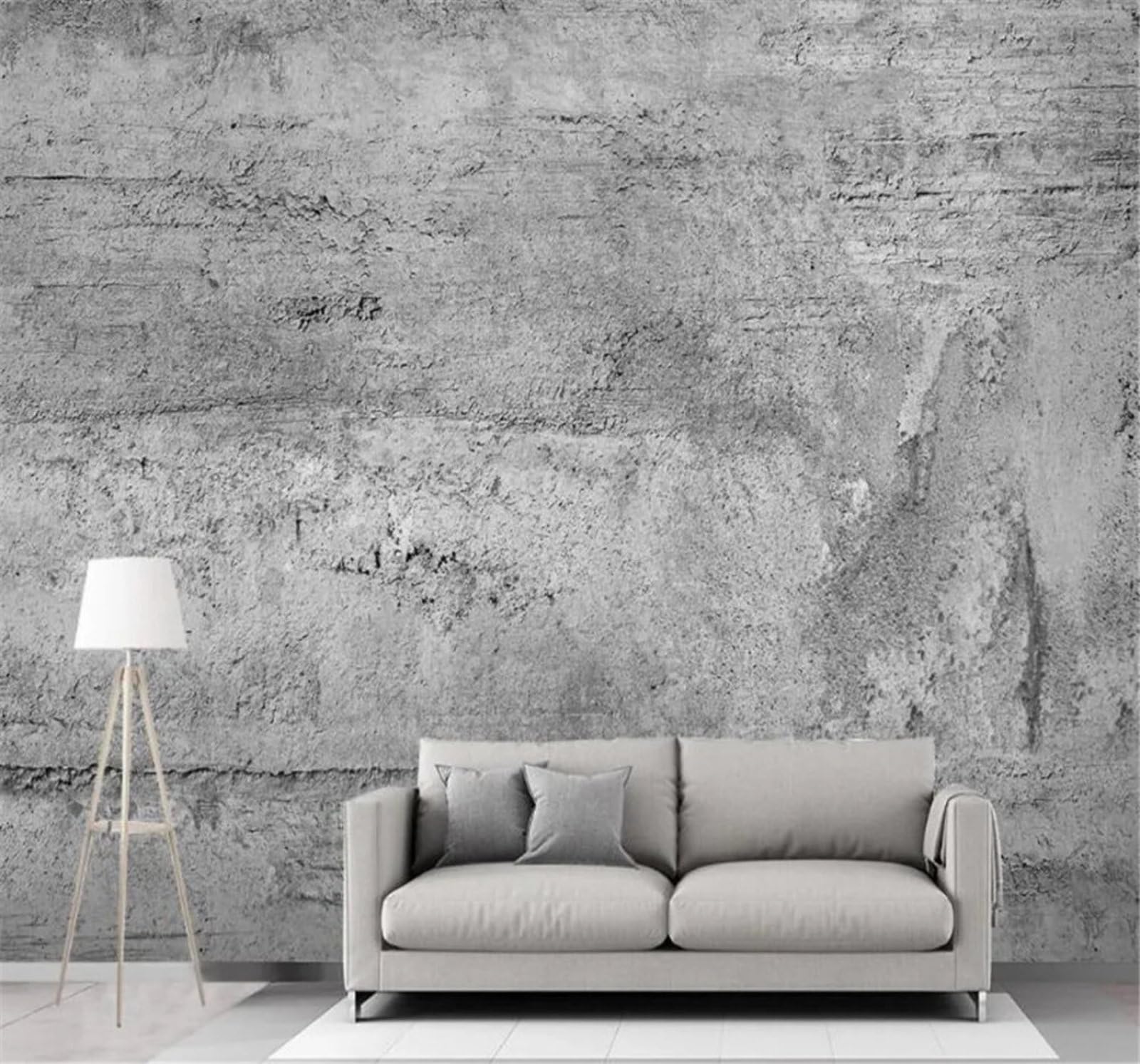Tzxztt 400Cm×280Cm(B×H) Vintage Minimalist Grey Concrete Wall Faux Marble Modern 3D Wallpaper Premium Textured Silk Neutral Tones Material Ideal For Living Room Bedroom-400Cm×280Cm