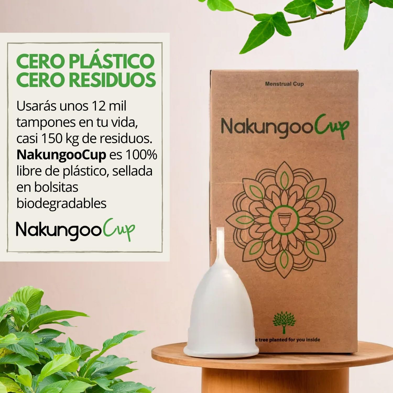 Nakungoo Cup Copa Menstrual Suave 100% Silicona Medica Certificada, Hipoalergenica, Reutilizable, Ecologica para Flujo Abundante | Starter Kit 2 Tallas (S y L) con Vaso Esterilizador, Bolsa y Cepillo
