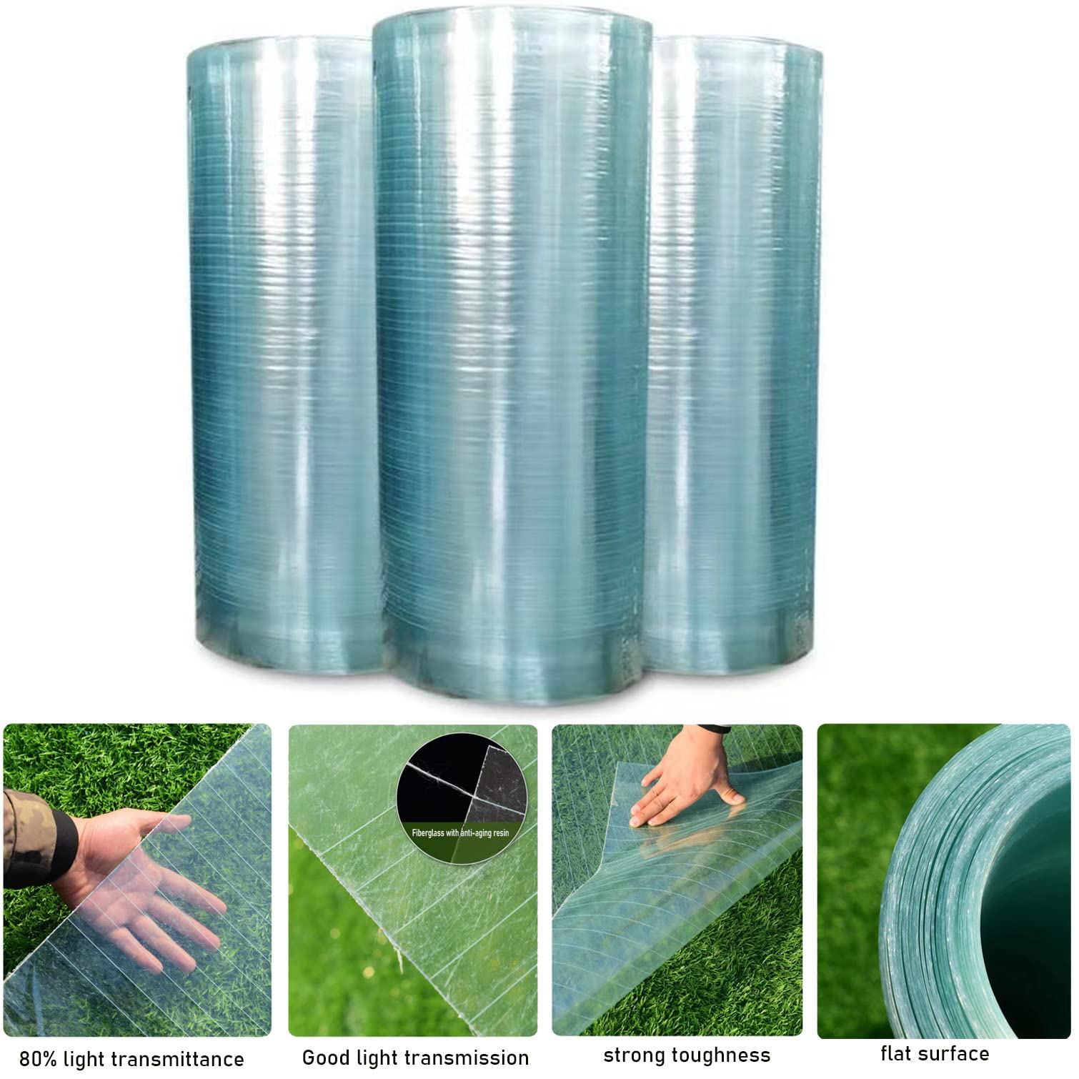 Lámina de policarbonato Transparente para Techo de Invernadero, Resistente a los Rayos UV, Panel de 0,8 mm, Impermeable, para toldo, cochera, fácil de Doblar y Cortar, 0,8 x 13 m (62 x 46 pi