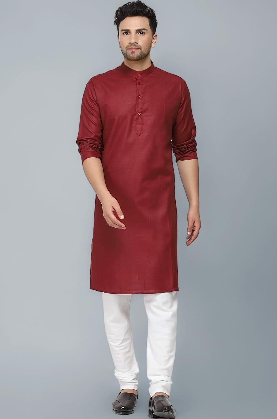 Multi Colored Cotton Plain Men's Ethnic Kurta Only