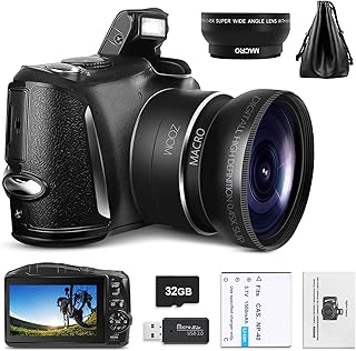 Mo Digital Camera 4K 48MP Vlogging Camera, Camera for Photography,32GB SD Card，16x Digital Zoom, 3.0 inch Screen,Compact Camera for Beginners,LK