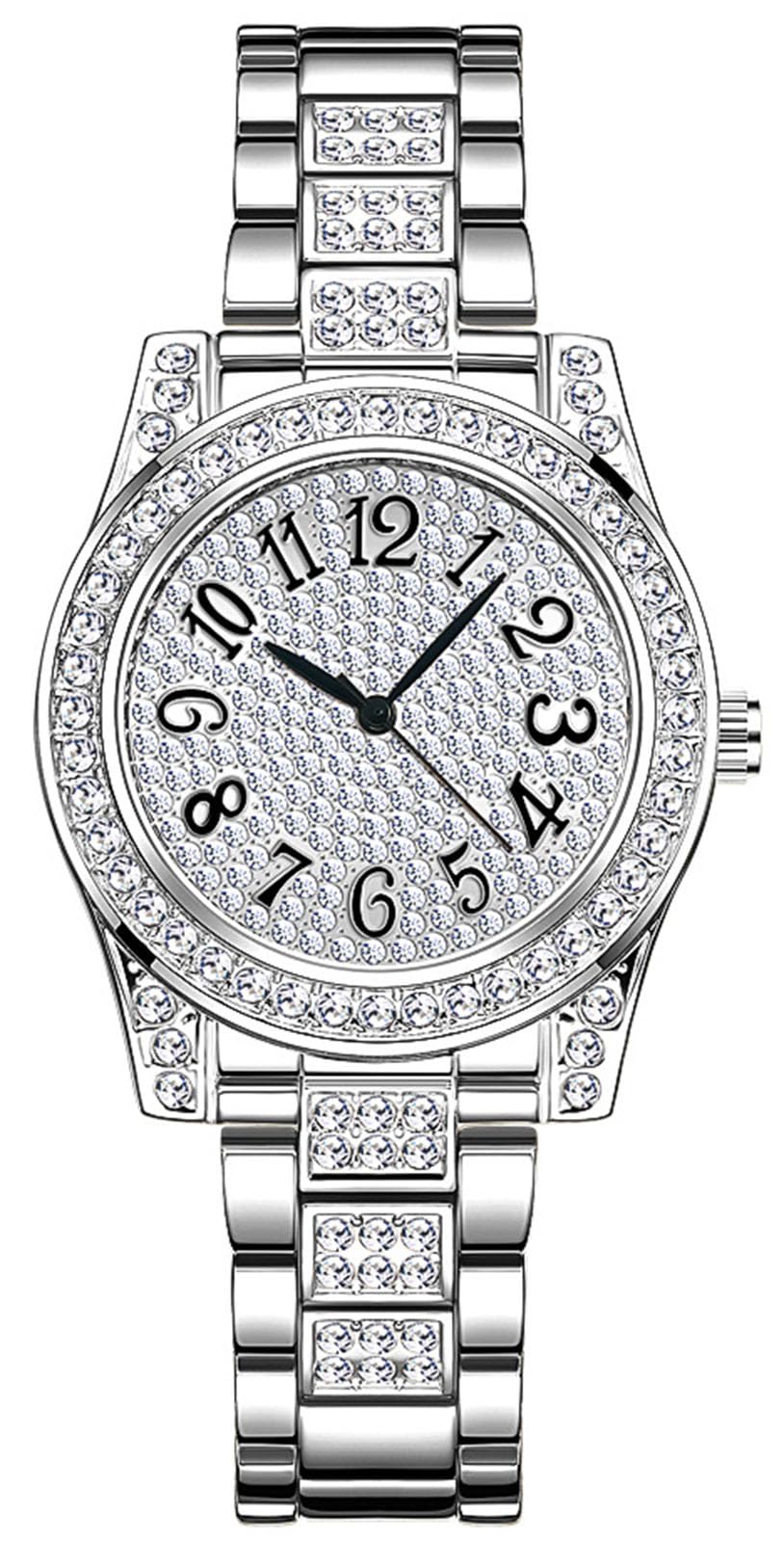 ADSBIAOYE Relojes de oro para mujer, reloj de pulsera de diamantes de lujo, fácil de leer, analógico, impermeable, con correa de acero inoxidable
