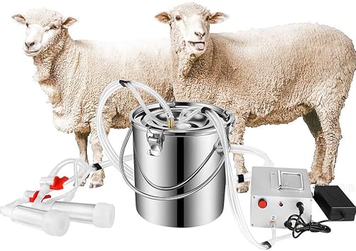 Electric Cows Sheeps Milking Machine, Goat Milking Machine, Cow Sheep Goat Milker, Portable Automatic Cattle Milking Equipment, for Sheep & Goat,for sheep,7L