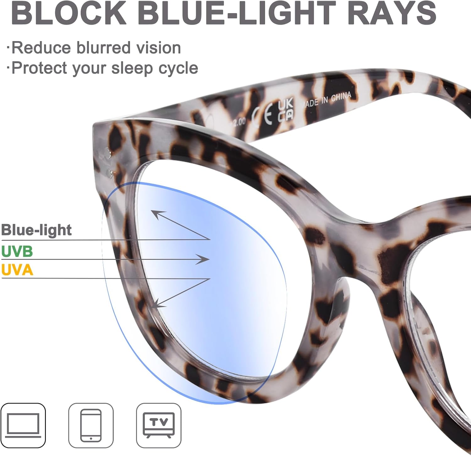 Oprah Style Reading Glasses for Women, Oversized Stylish Blue Light Blocking Computer Readers Ladies with Spring Hinge - Image 2